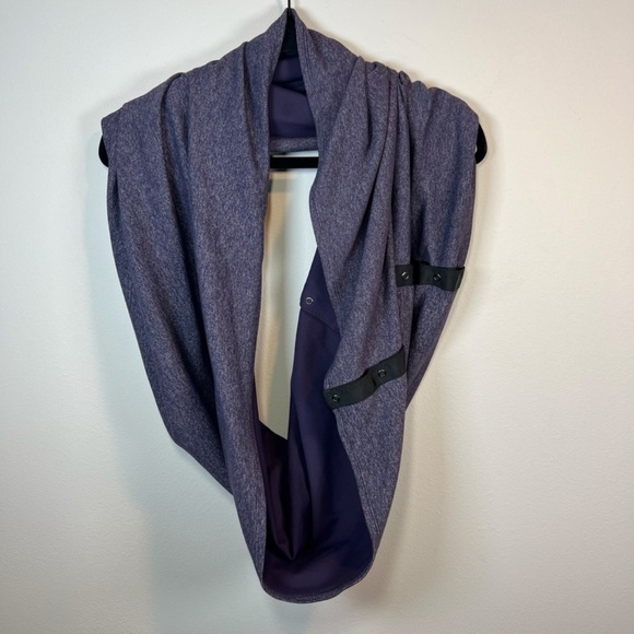 Lululemon Vinyasa Reversible Scarf Purple Striped Snaps Sweat Wicking Breathable - Picture 2 of 12